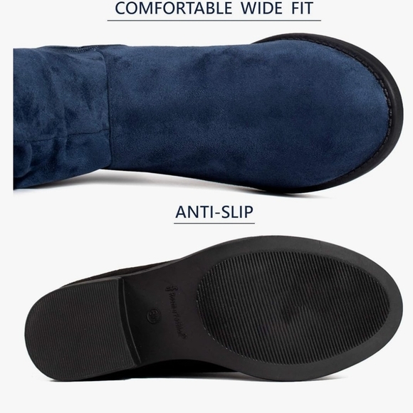 NEW! Navy Blue Boots with Suede Material and Slouchy Design SIZE 10W - Picture 4 of 10